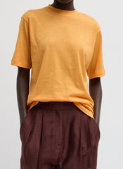 Sheer Crepe Knit Mock Unisex T-Shirt | Tibi Orange