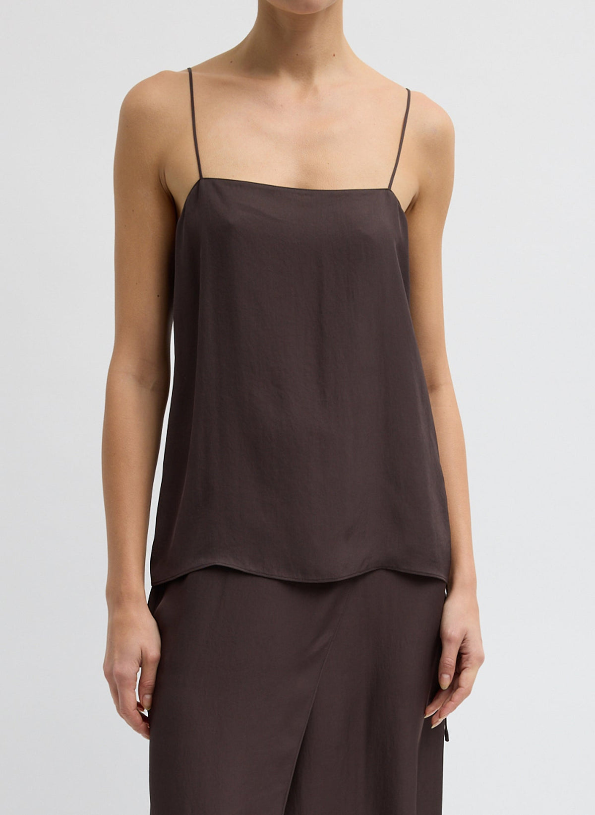 Summer Slip Cami | Tibi Chocolate Brown