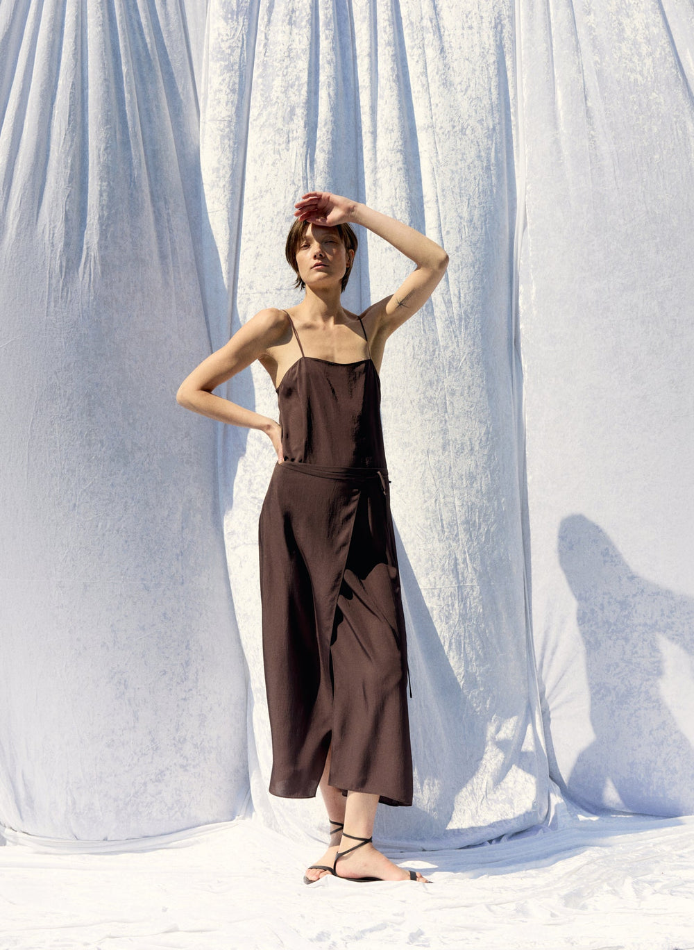 Summer Slip Cami | Tibi Chocolate Brown