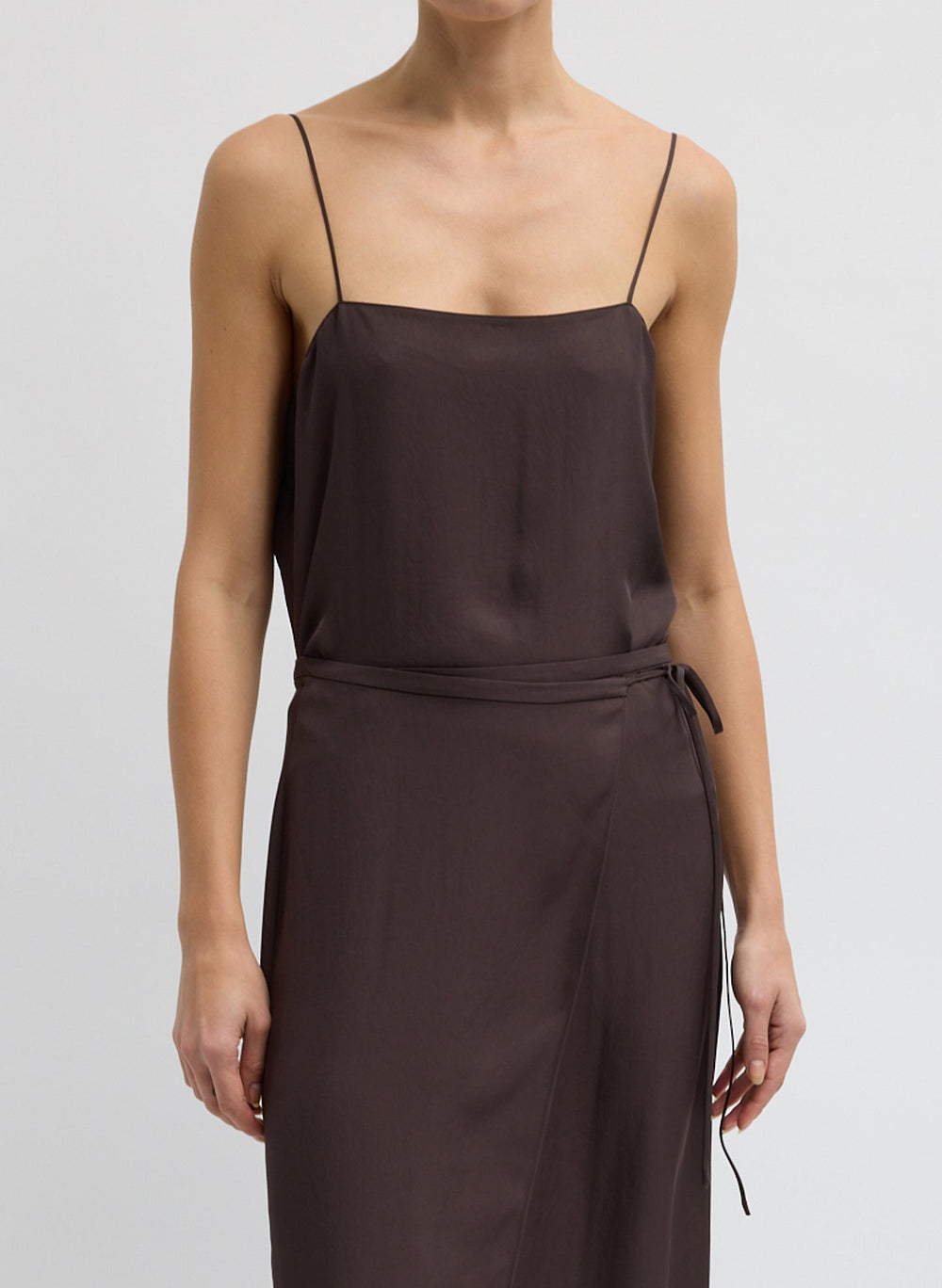 Summer Slip Cami | Tibi Chocolate Brown