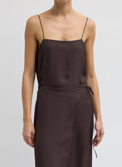 Summer Slip Cami | Tibi Chocolate Brown