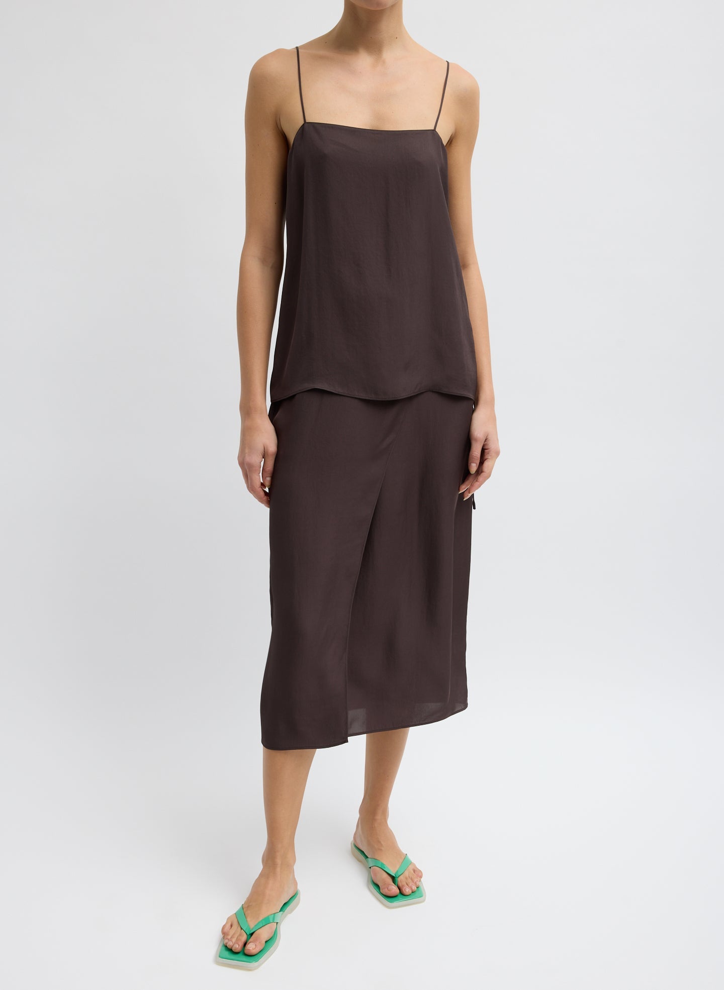 Summer Slip Cami | Tibi Chocolate Brown