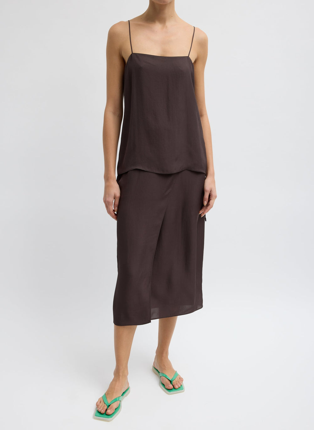 Summer Slip Cami | Tibi Chocolate Brown