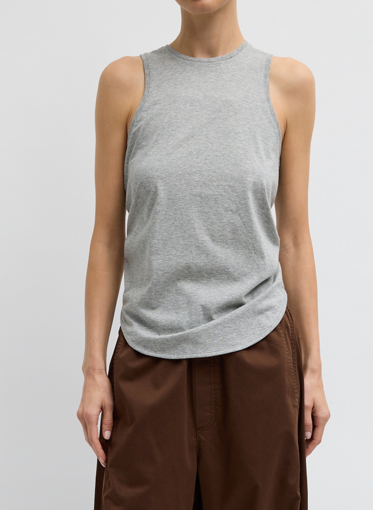 Shirred Back Tank | Tibi Heather Grey