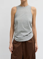 Shirred Back Tank | Tibi Heather Grey