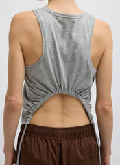 Shirred Back Tank | Tibi Heather Grey