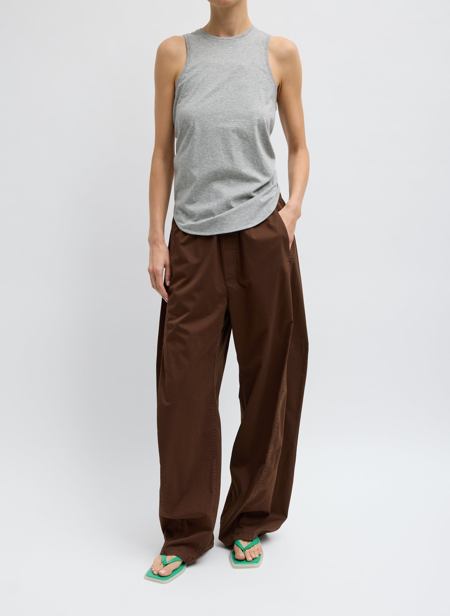 Shirred Back Tank | Tibi Heather Grey
