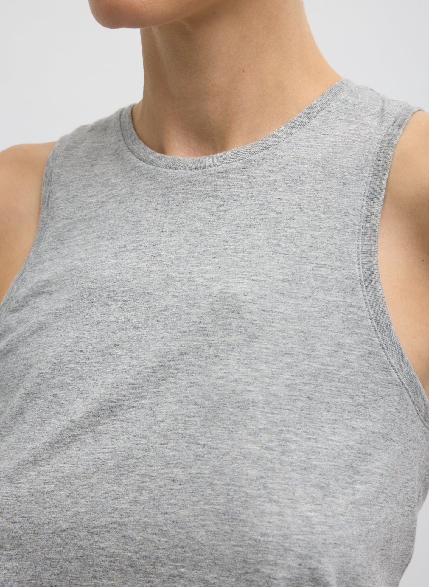 Shirred Back Tank | Tibi Heather Grey