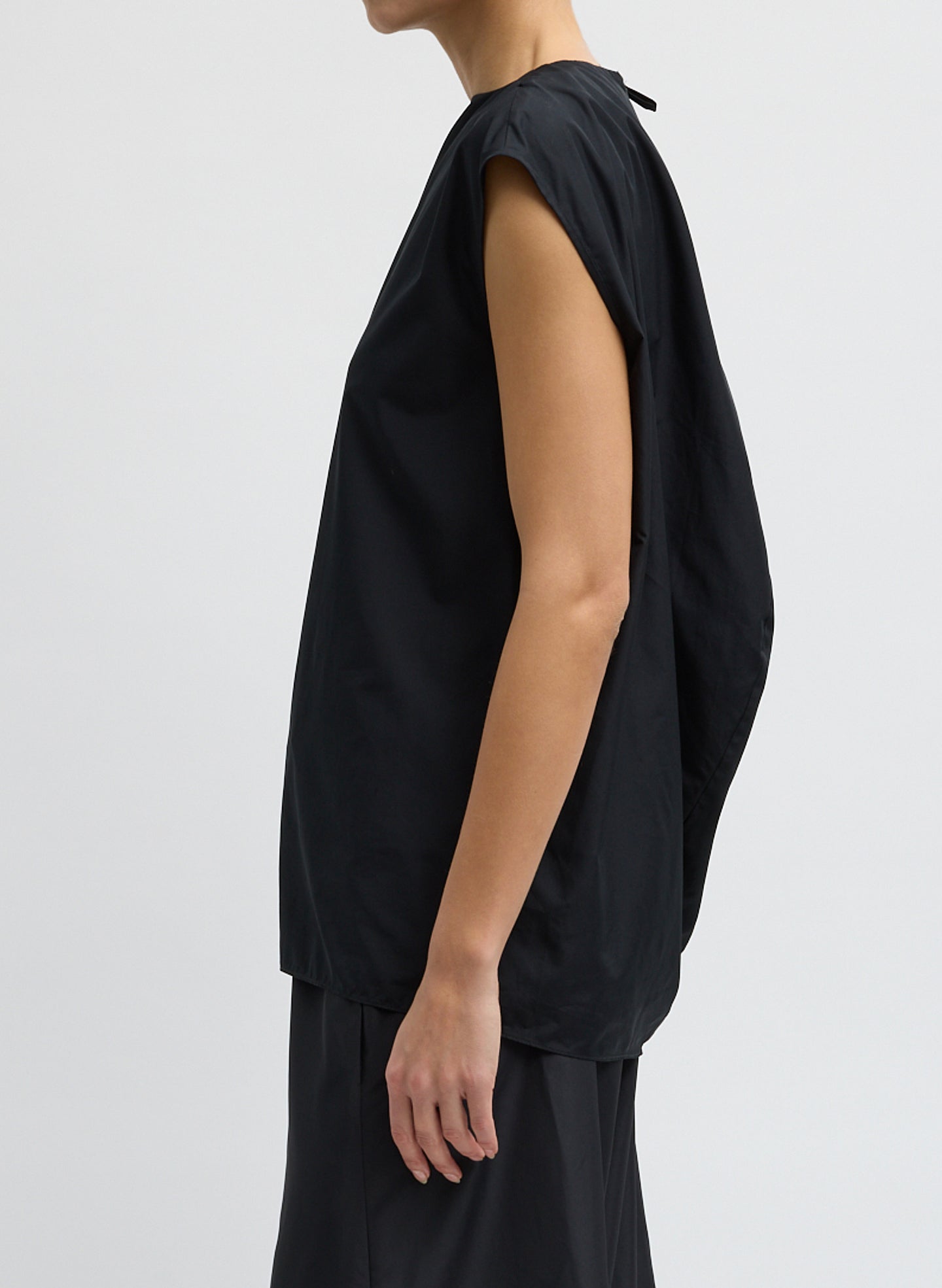 Summer Nylon Sleeveless Cocoon Top | Tibi Black