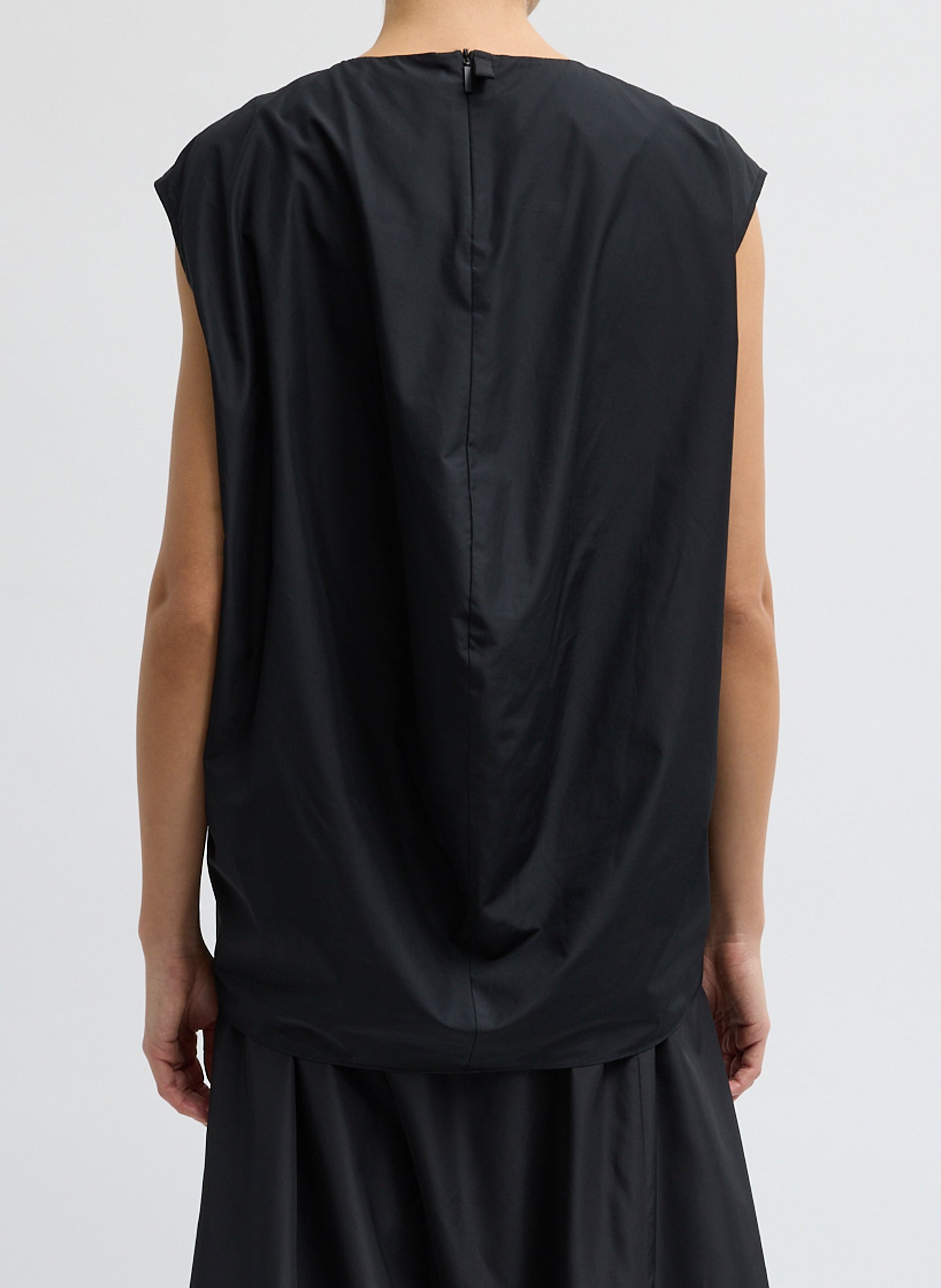 Summer Nylon Sleeveless Cocoon Top | Tibi Black