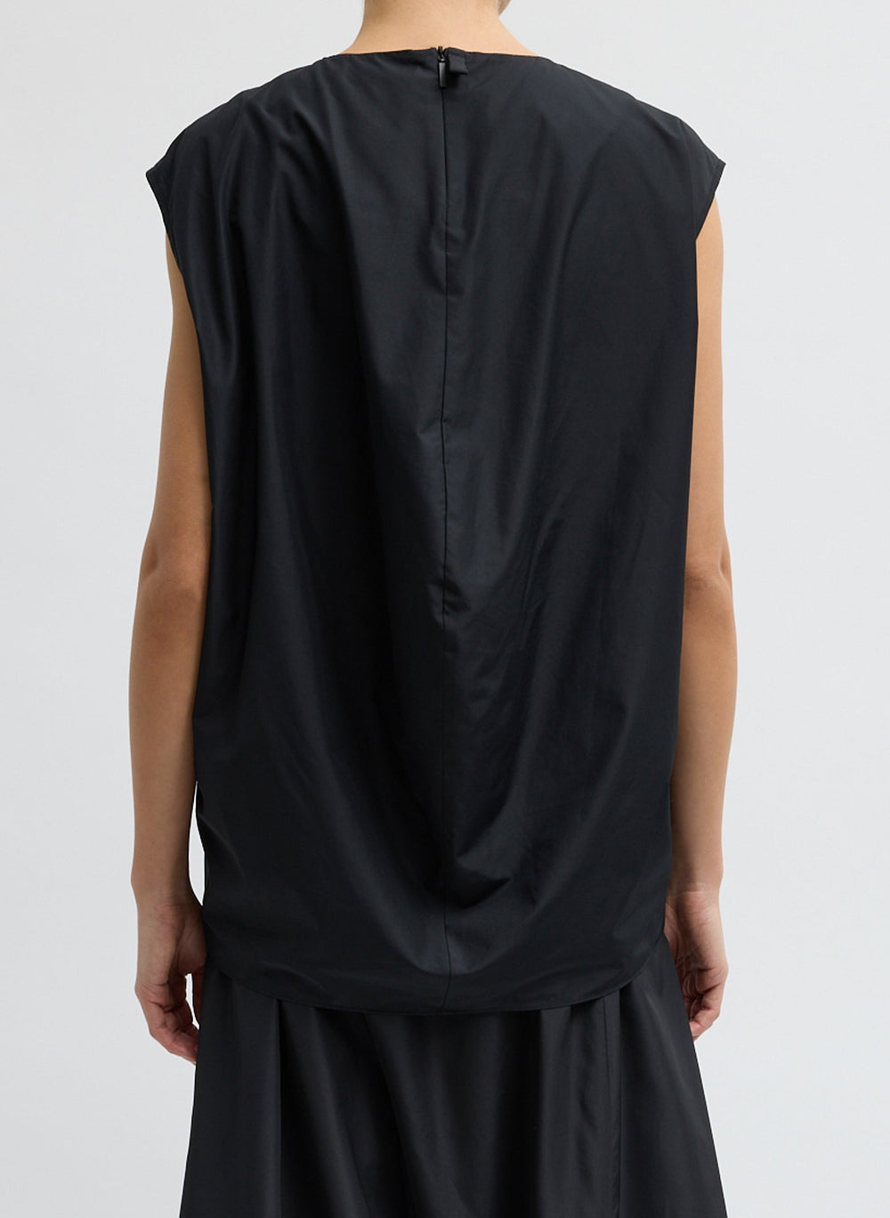 Summer Nylon Sleeveless Cocoon Top | Tibi Black
