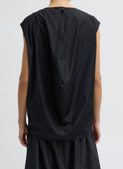 Summer Nylon Sleeveless Cocoon Top | Tibi Black