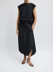 Summer Nylon Sleeveless Cocoon Top | Tibi Black