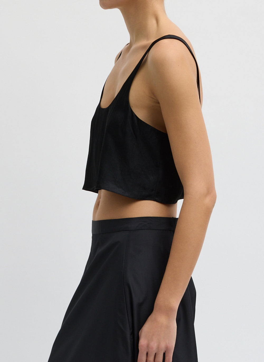 Summer Acetate Crinkle Cropped Tank | Tibi Black