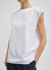Summer Nylon Sleeveless Cocoon Top | Tibi White