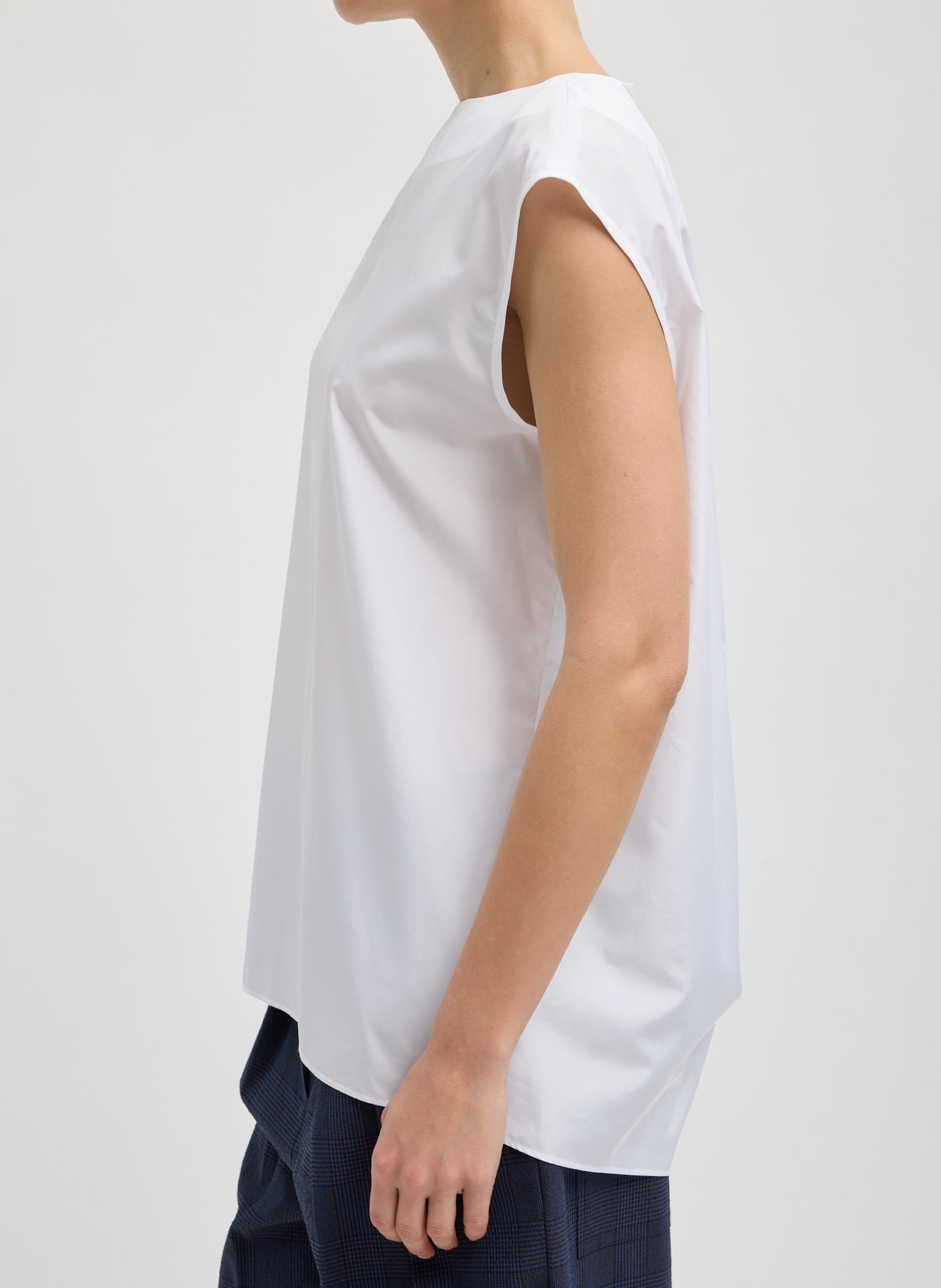 Summer Nylon Sleeveless Cocoon Top | Tibi White