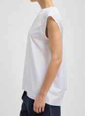 Summer Nylon Sleeveless Cocoon Top | Tibi White