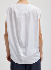 Summer Nylon Sleeveless Cocoon Top | Tibi White