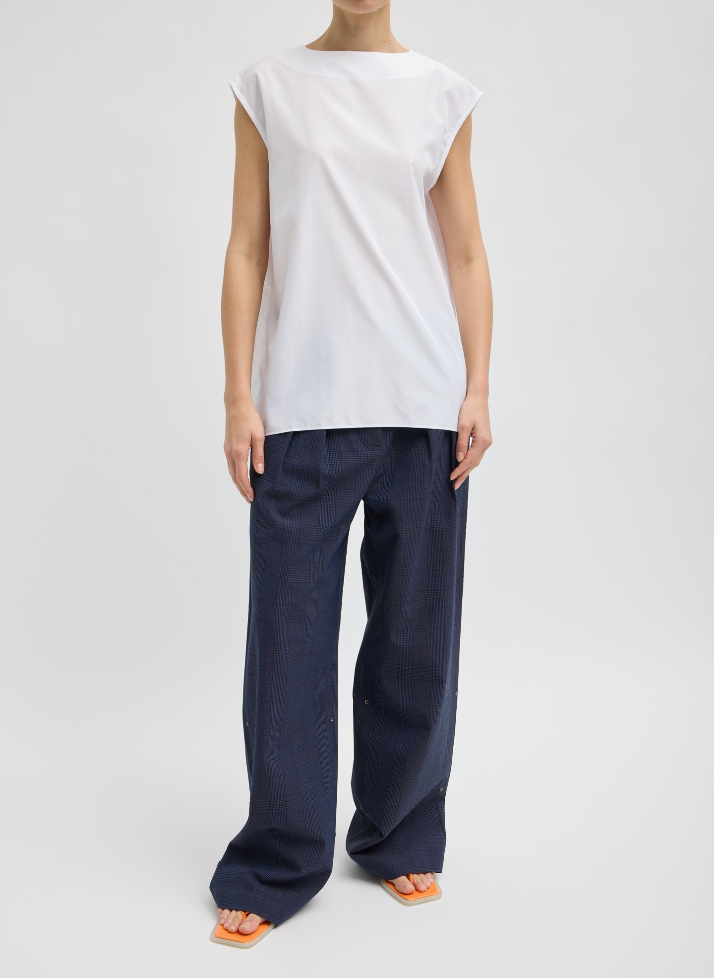 Summer Nylon Sleeveless Cocoon Top | Tibi White