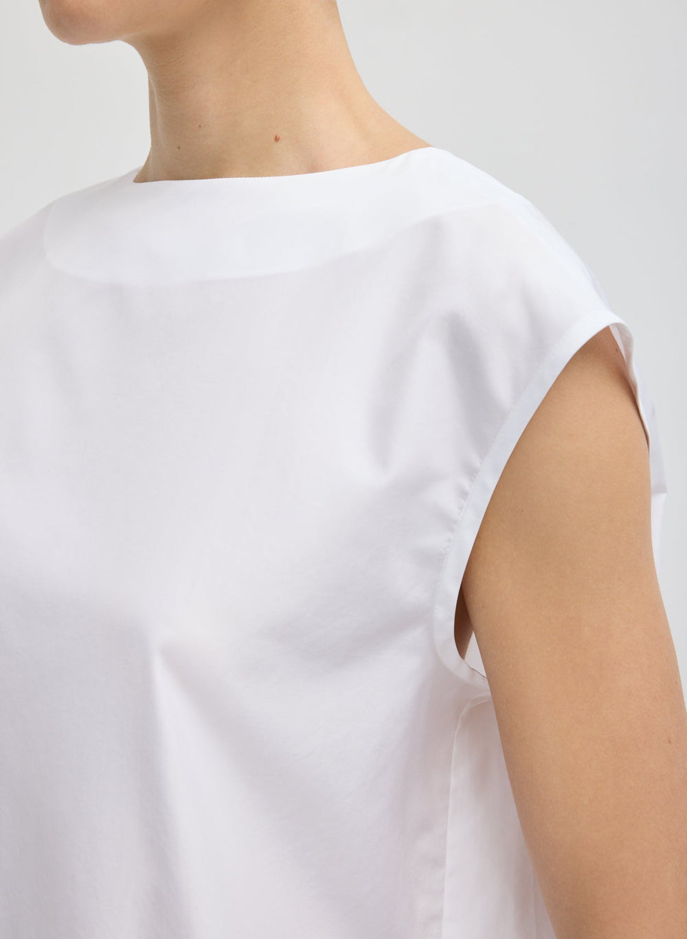 Summer Nylon Sleeveless Cocoon Top | Tibi White