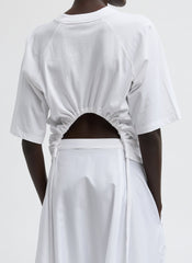 Short Sleeve T-Shirt With Shirred Back | Tibi White