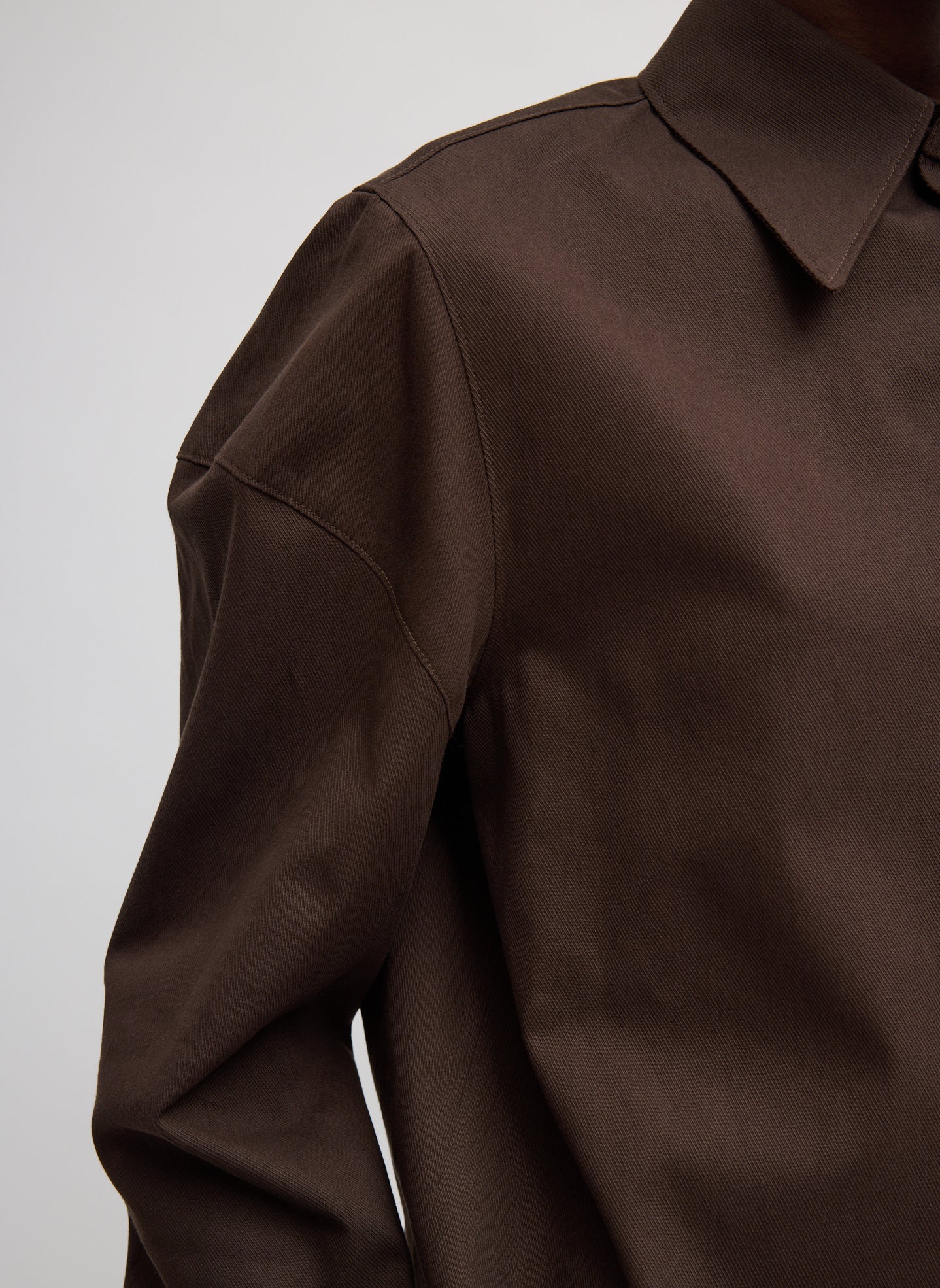 Luxe Spring Twill Hinged Shirt | Tibi Hickory Brown