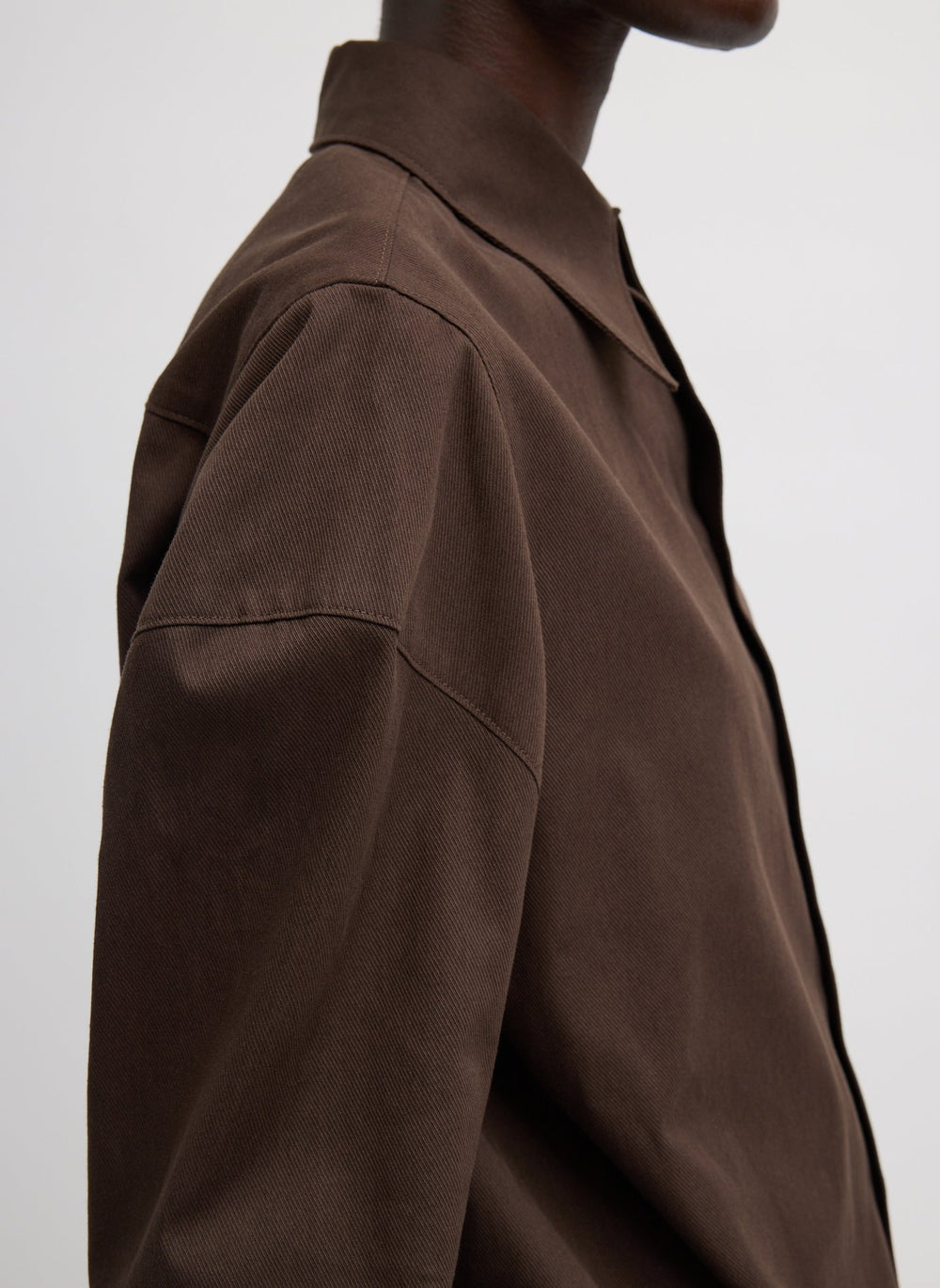 Luxe Spring Twill Hinged Shirt | Tibi Hickory Brown