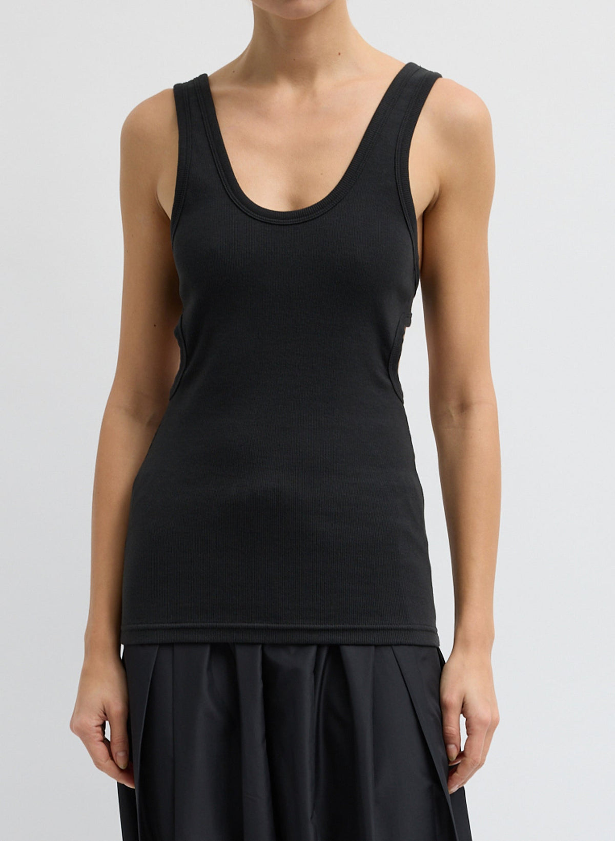 Ribbed Racerback Tank | Tibi Black