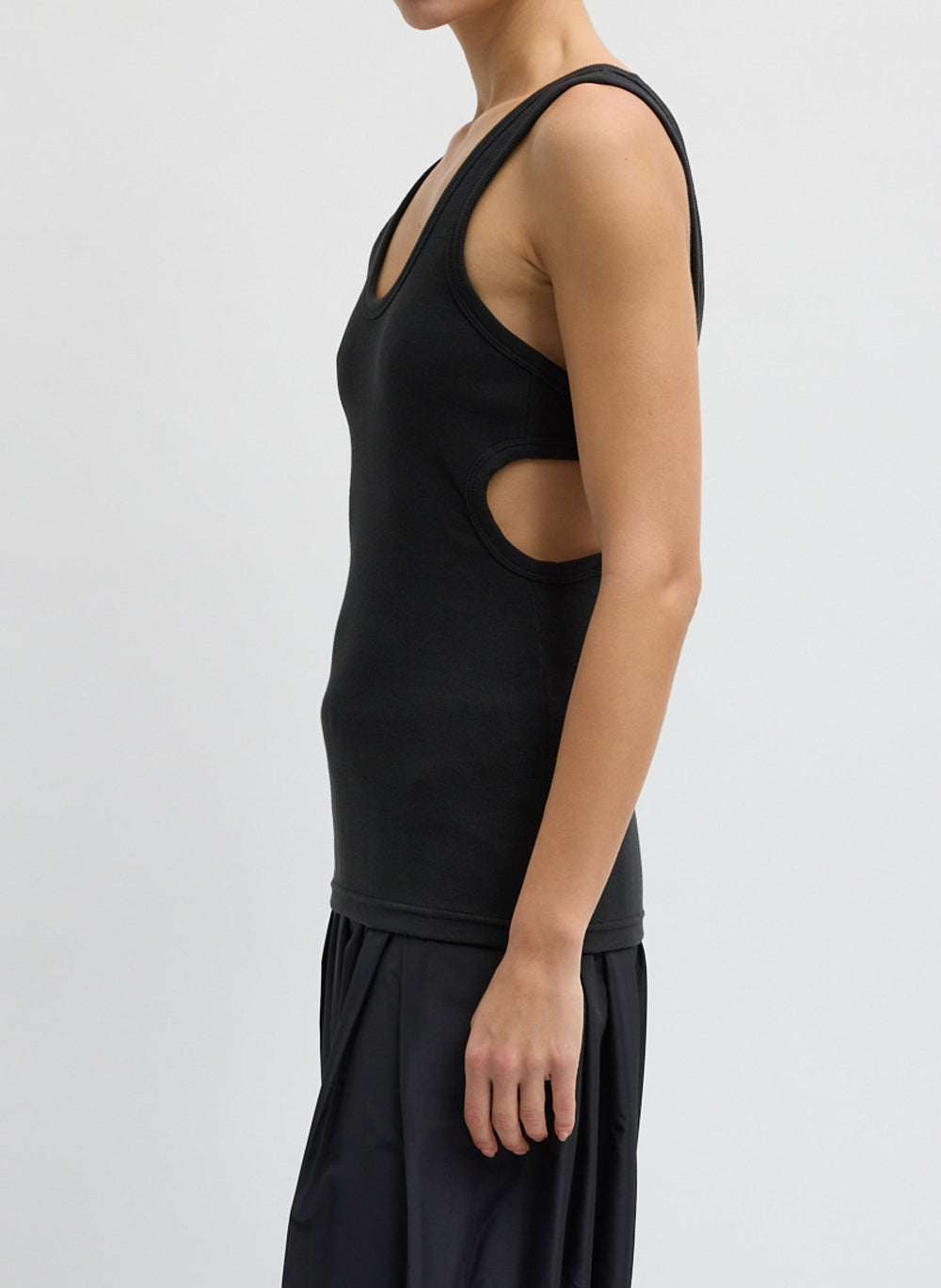 Ribbed Racerback Tank | Tibi Black