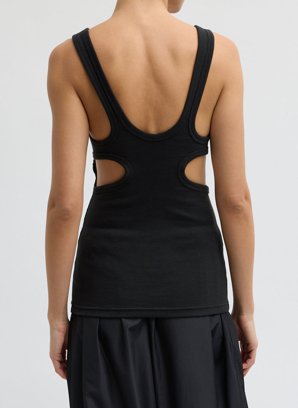 Ribbed Racerback Tank | Tibi Black
