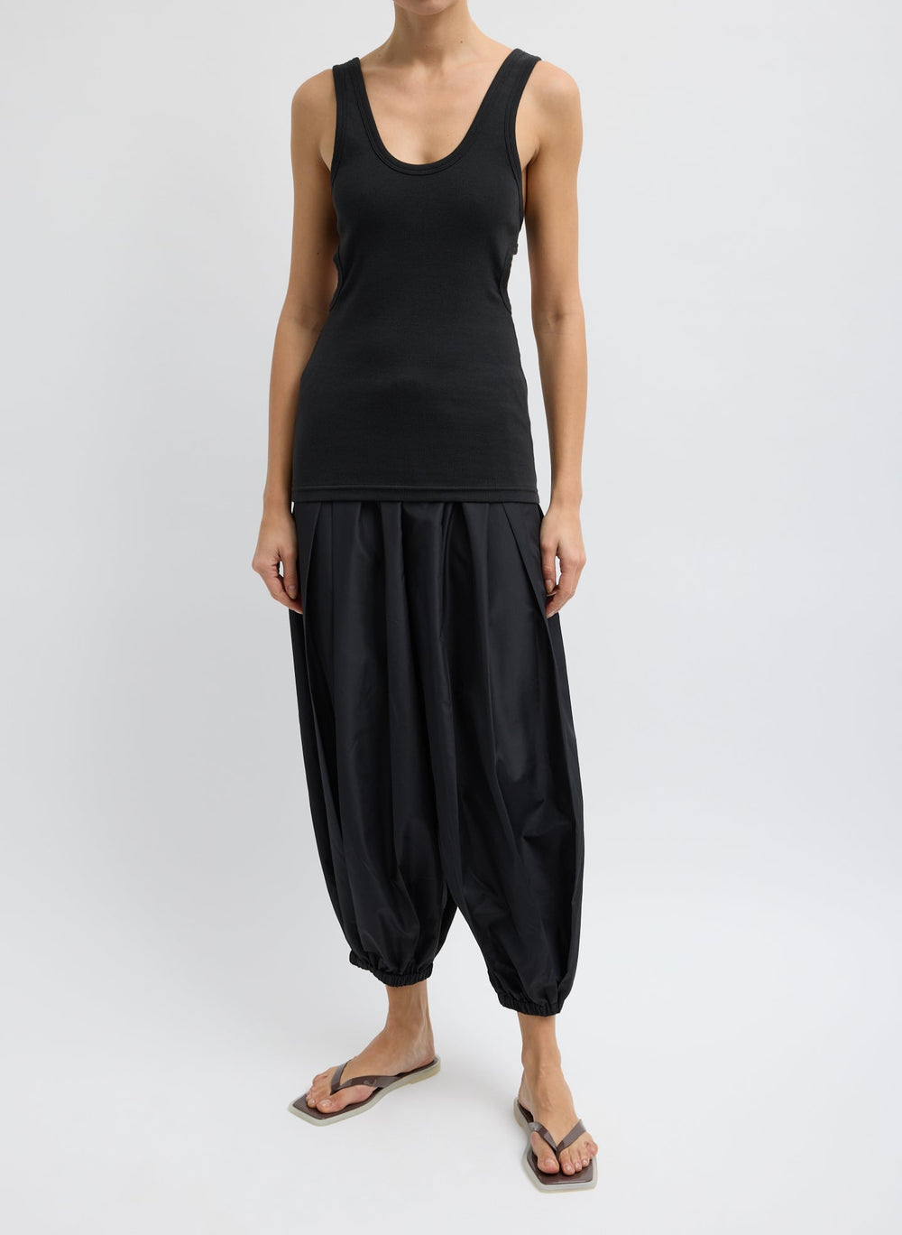 Ribbed Racerback Tank | Tibi Black