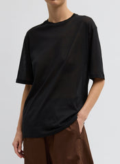 Sheer Crepe Knit Mock Unisex T-Shirt | Tibi Black