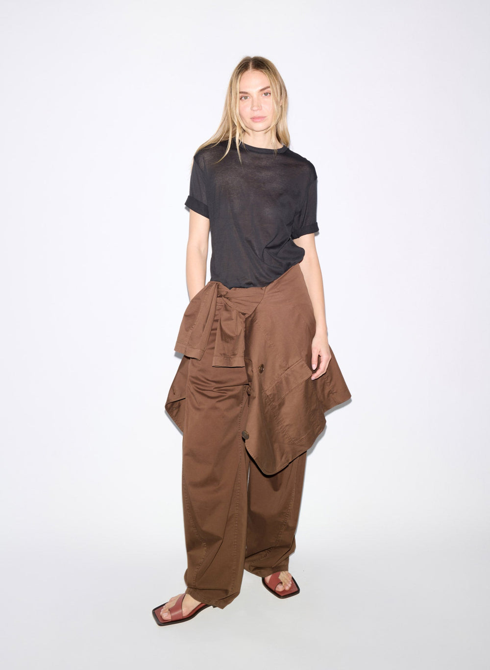Sheer Crepe Knit Mock Unisex T-Shirt | Tibi Black