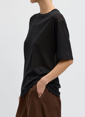 Sheer Crepe Knit Mock Unisex T-Shirt | Tibi Black