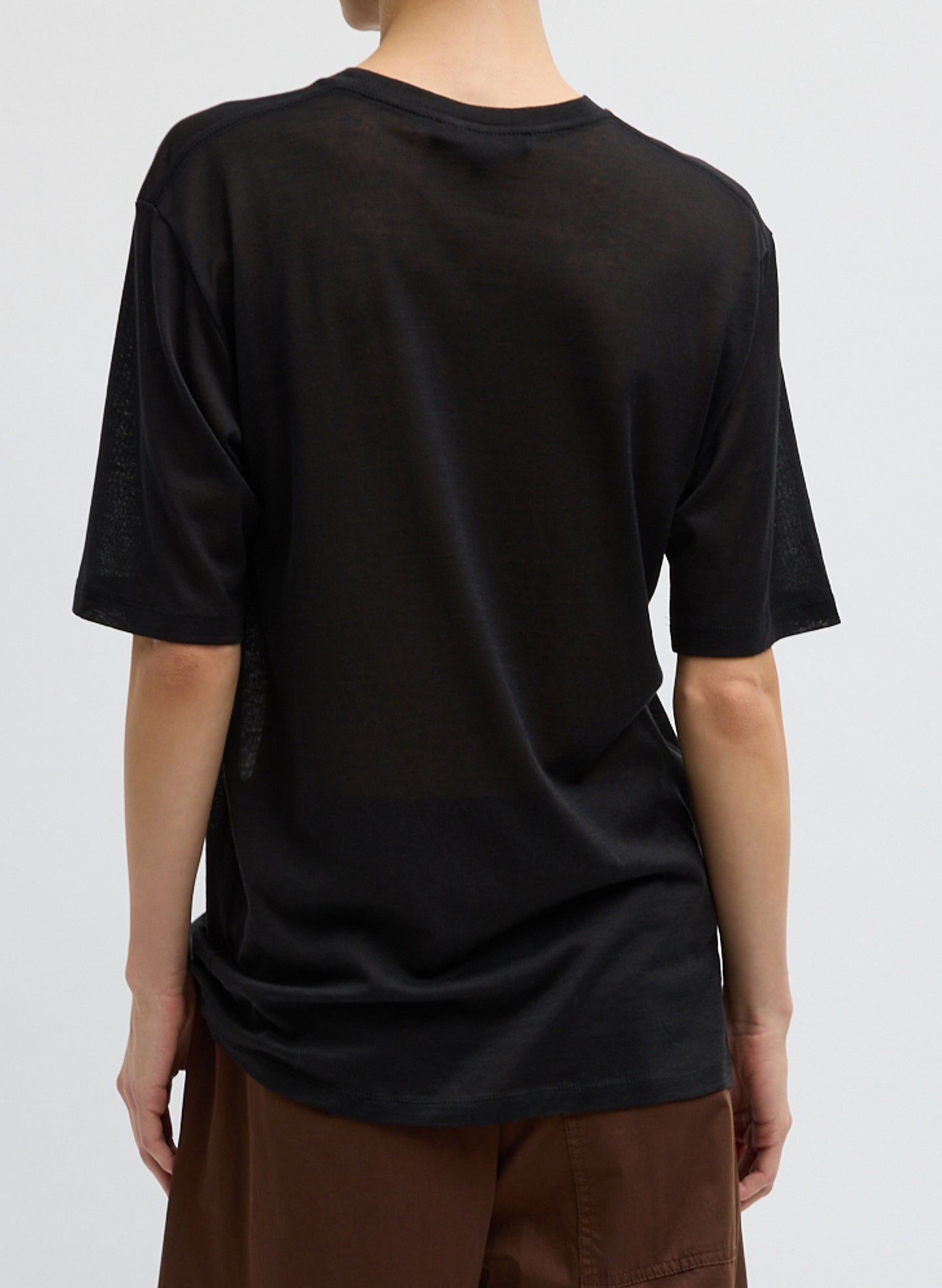 Sheer Crepe Knit Mock Unisex T-Shirt | Tibi Black