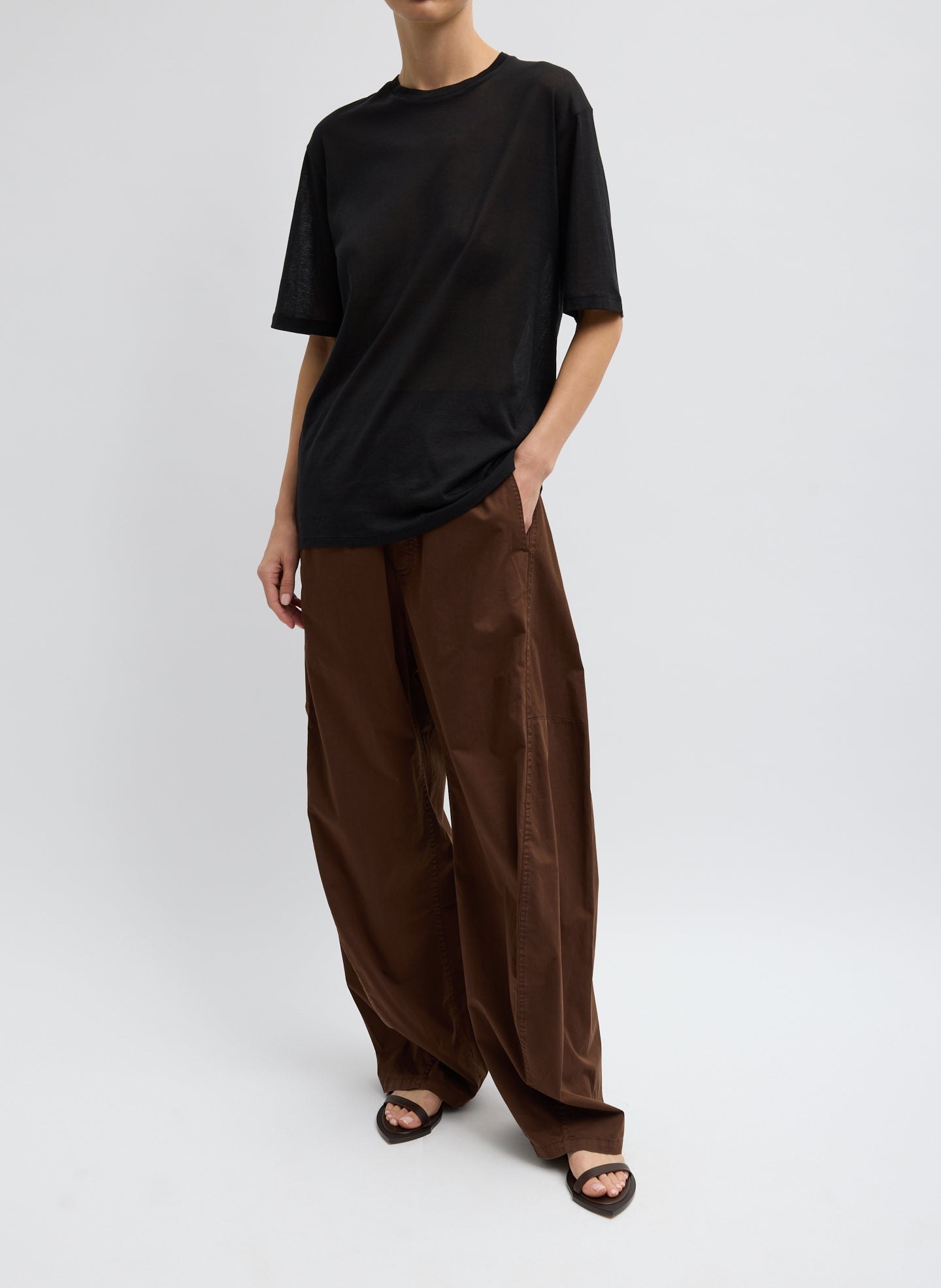 Sheer Crepe Knit Mock Unisex T-Shirt | Tibi Black
