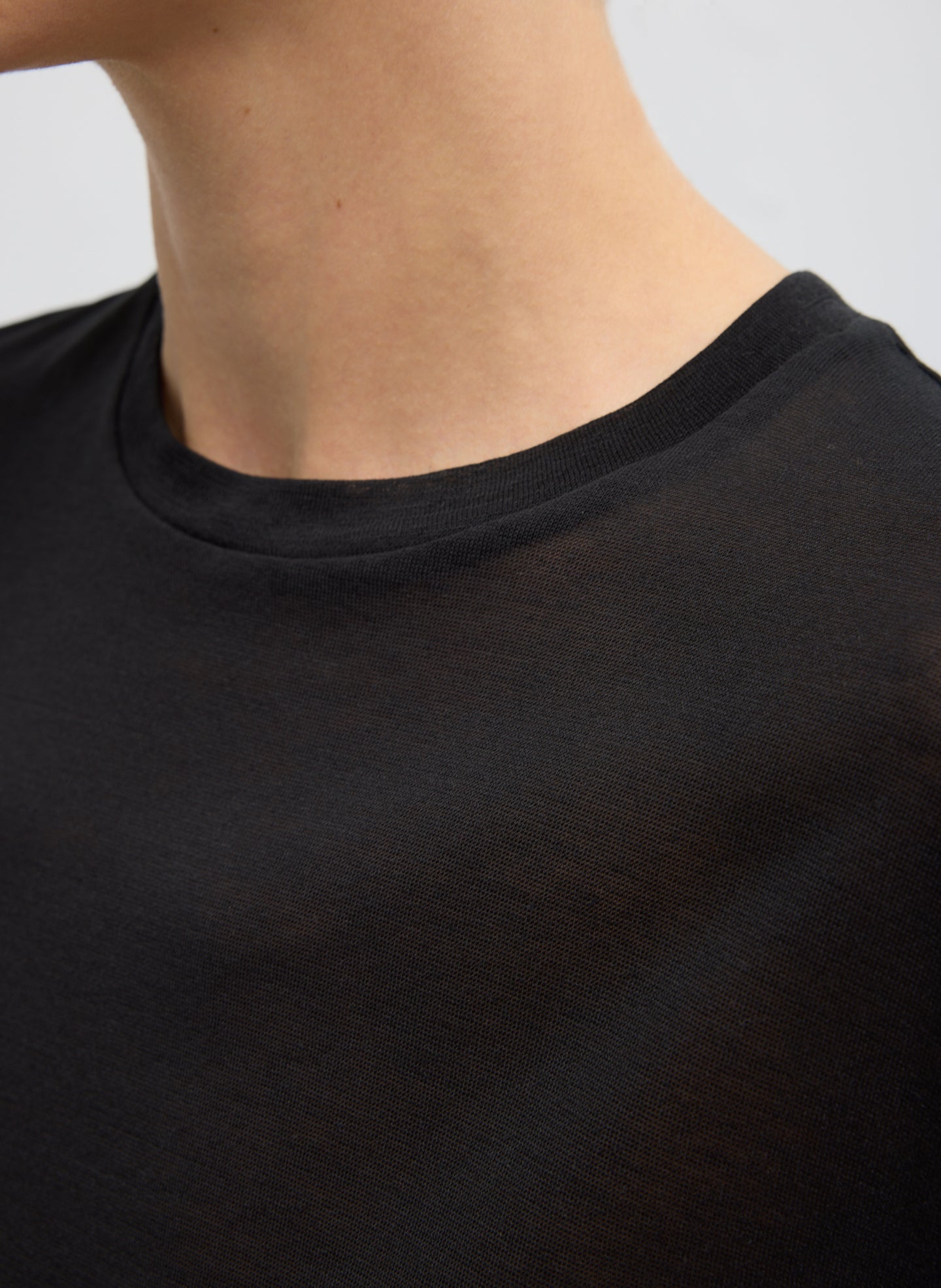 Sheer Crepe Knit Mock Unisex T-Shirt | Tibi Black
