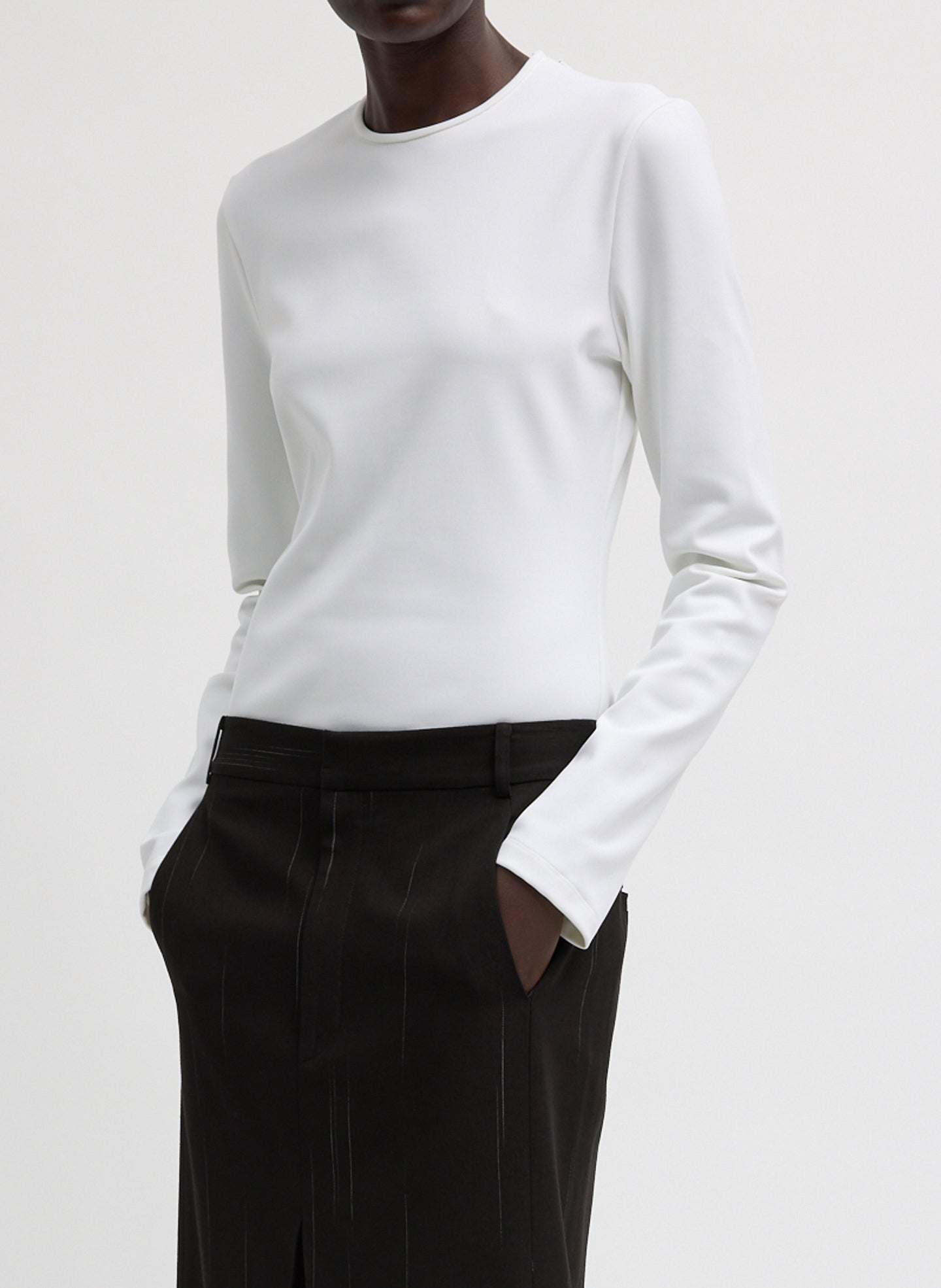 Compact Ultra Stretch Cut Out Back Top | Tibi White