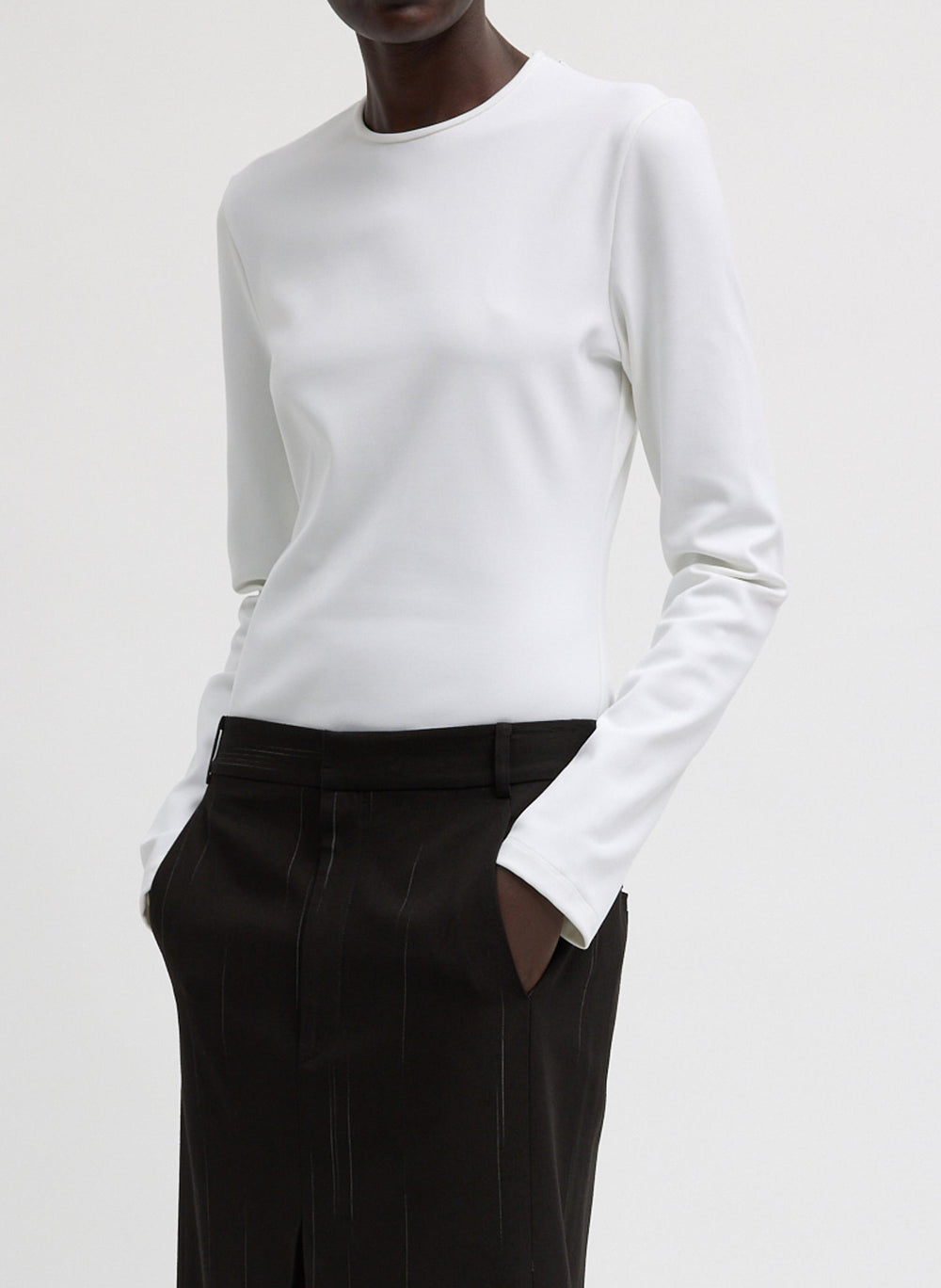 Compact Ultra Stretch Cut Out Back Top | Tibi White