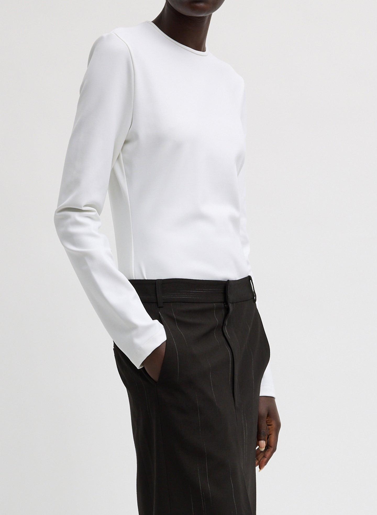 Compact Ultra Stretch Cut Out Back Top | Tibi White