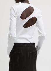 Compact Ultra Stretch Cut Out Back Top | Tibi White
