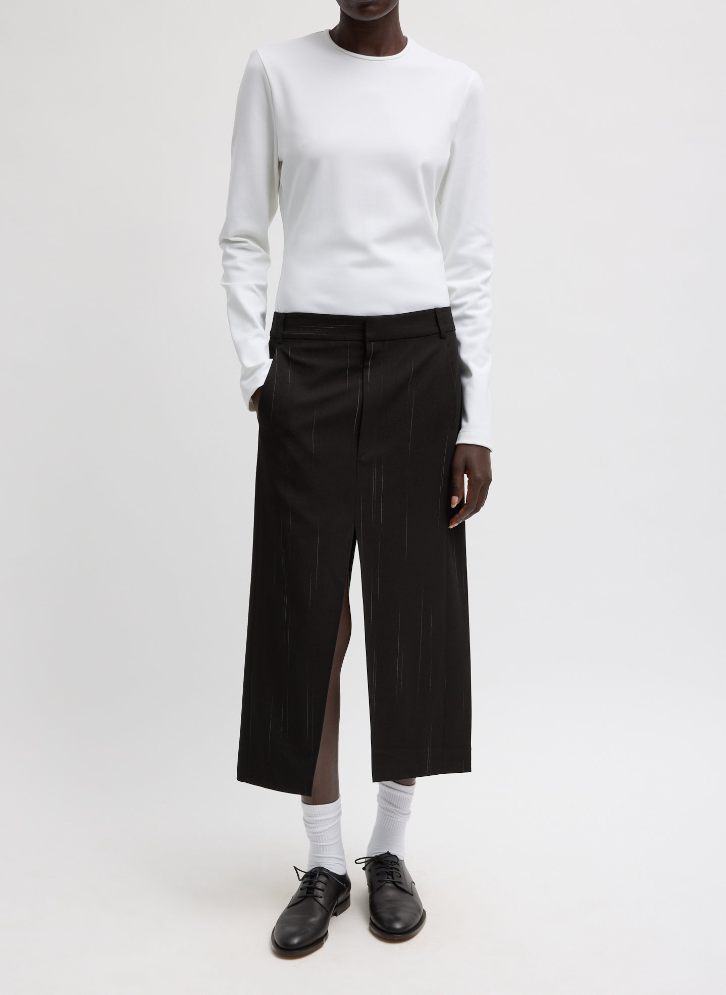 Compact Ultra Stretch Cut Out Back Top | Tibi White