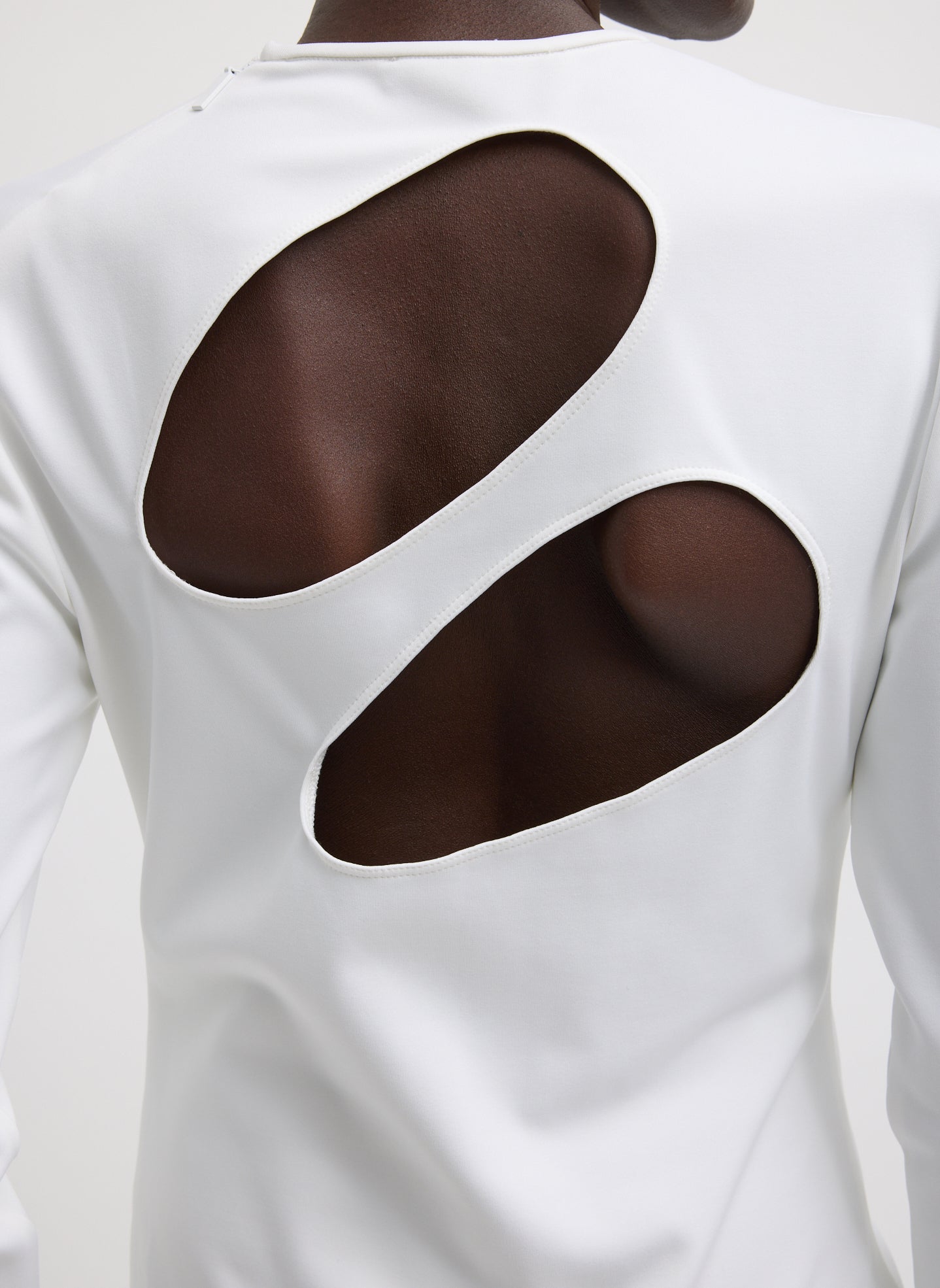 Compact Ultra Stretch Cut Out Back Top | Tibi White