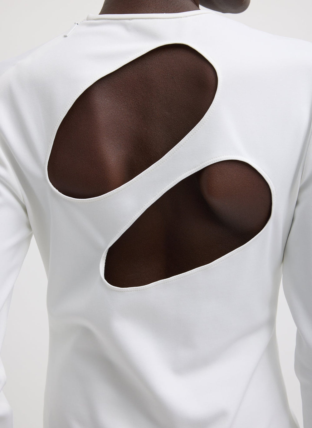 Compact Ultra Stretch Cut Out Back Top | Tibi White