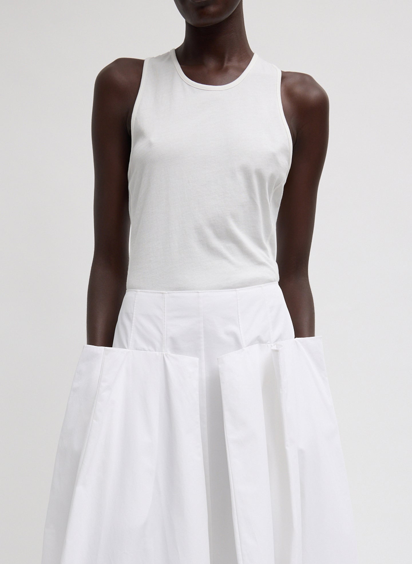 Crewneck Racerback Bodysuit | Tibi White
