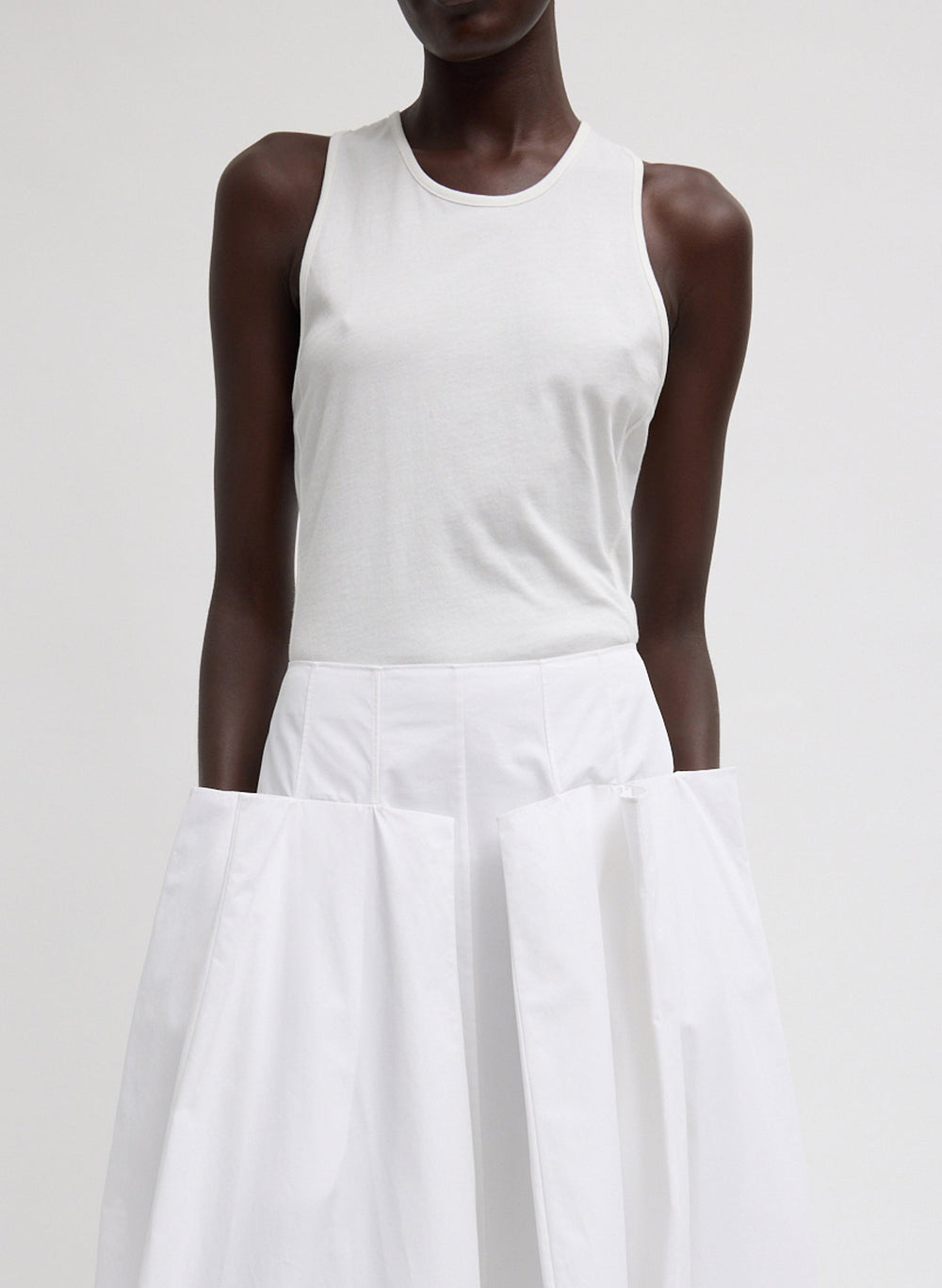 Crewneck Racerback Bodysuit | Tibi White
