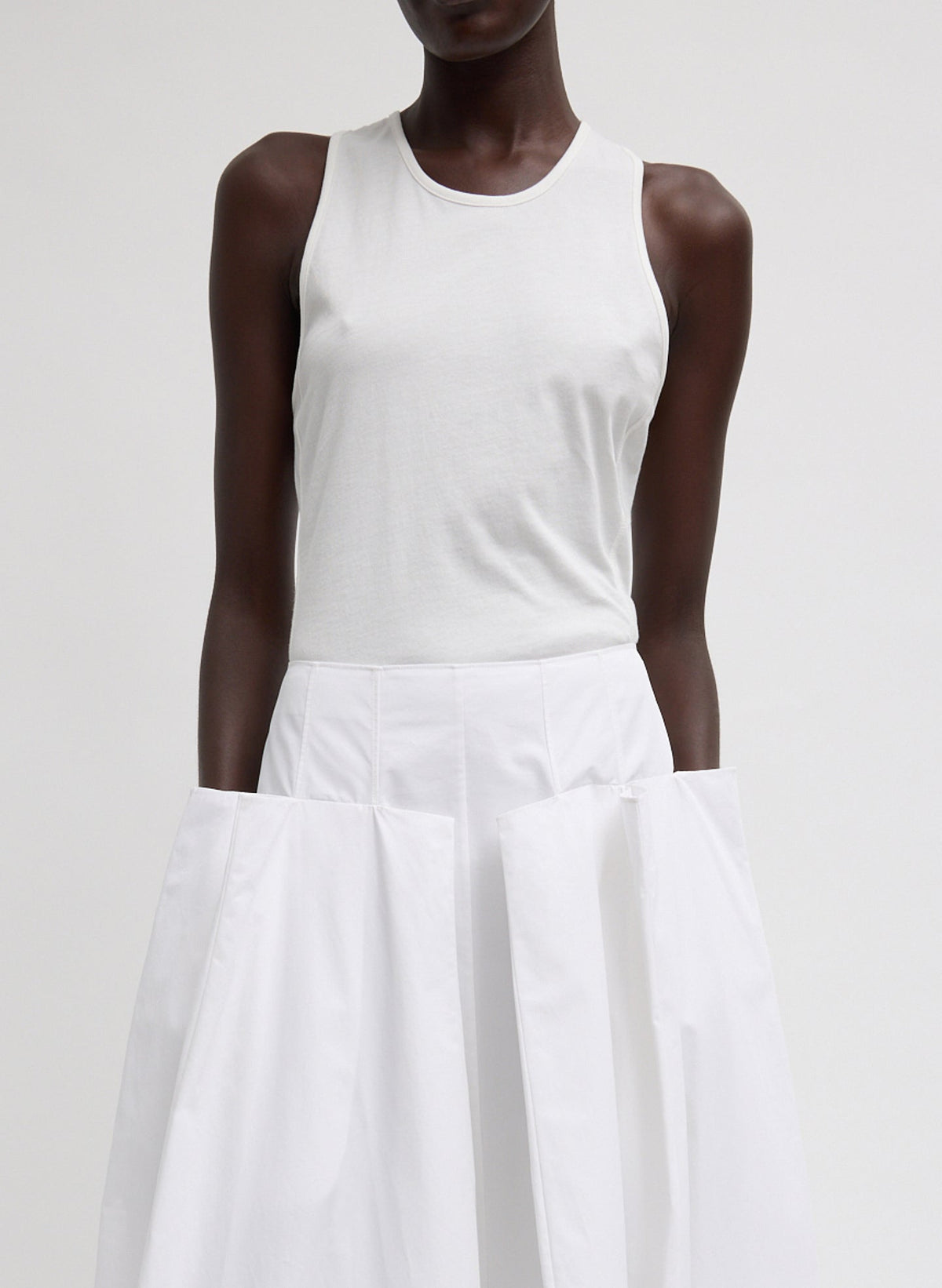 Crewneck Racerback Bodysuit | Tibi White