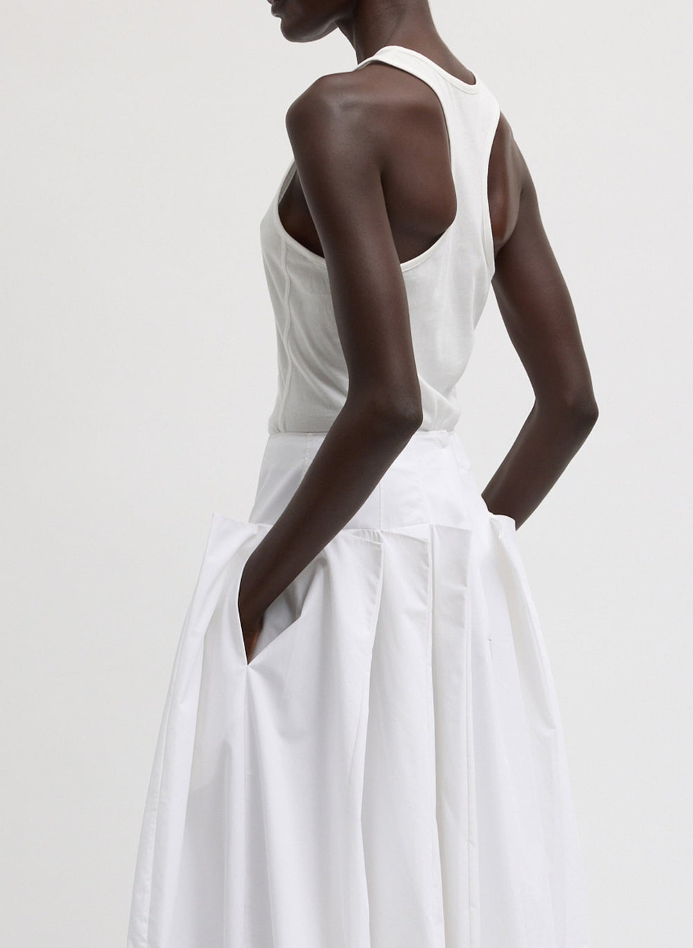 Crewneck Racerback Bodysuit | Tibi White
