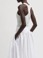 Crewneck Racerback Bodysuit | Tibi White