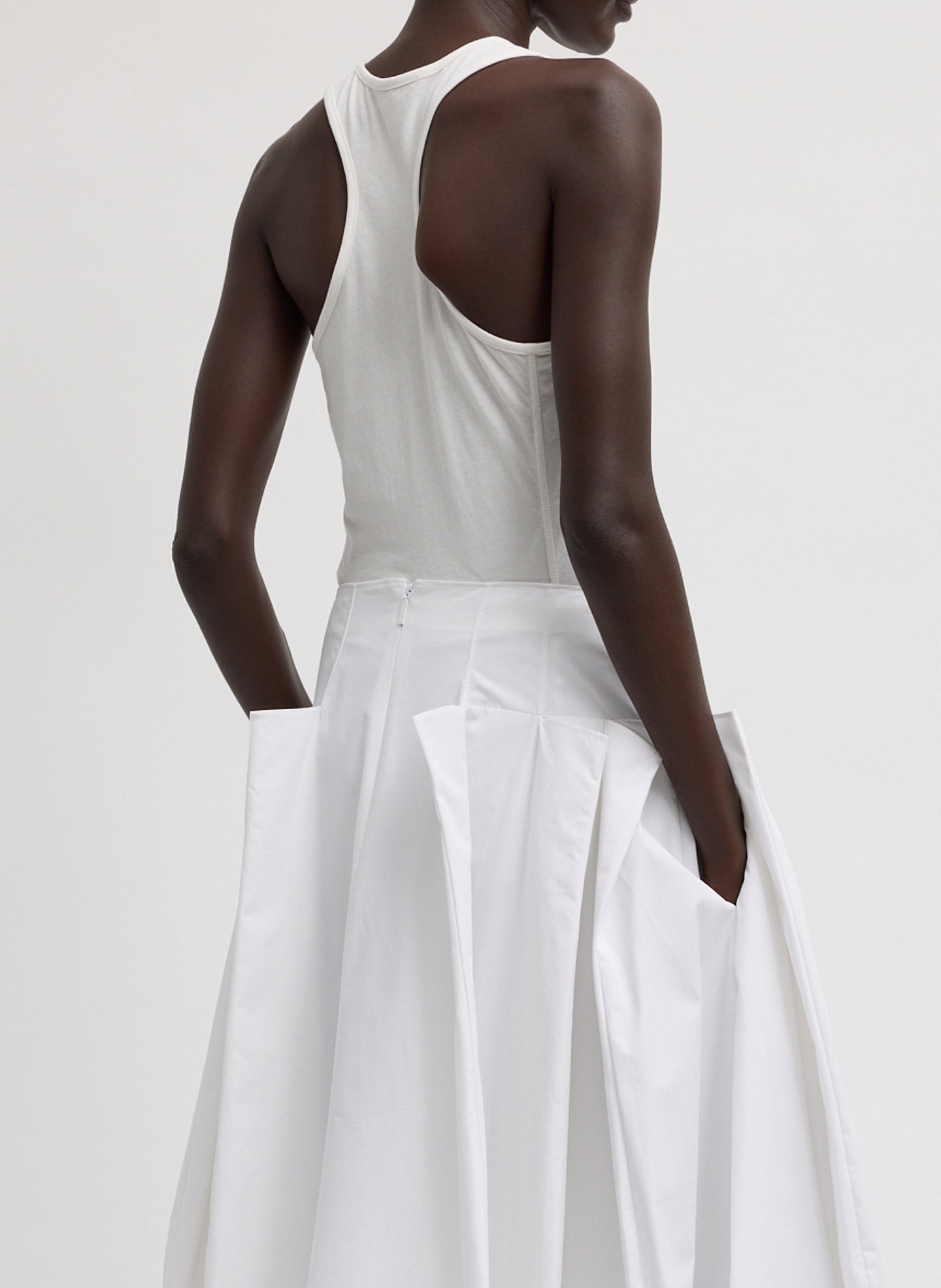 Crewneck Racerback Bodysuit | Tibi White